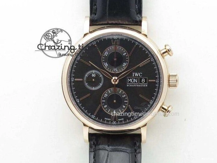 MIROTIME 0129 Snug Portofino IW391022 SS ZK 1:1 Best Edition White Dial Gold Markers On Black Leather Strap A 7130